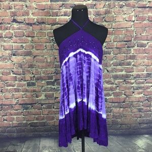 Italian Tropical Fashion Purple Beach Dress